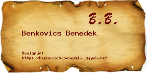Benkovics Benedek névjegykártya